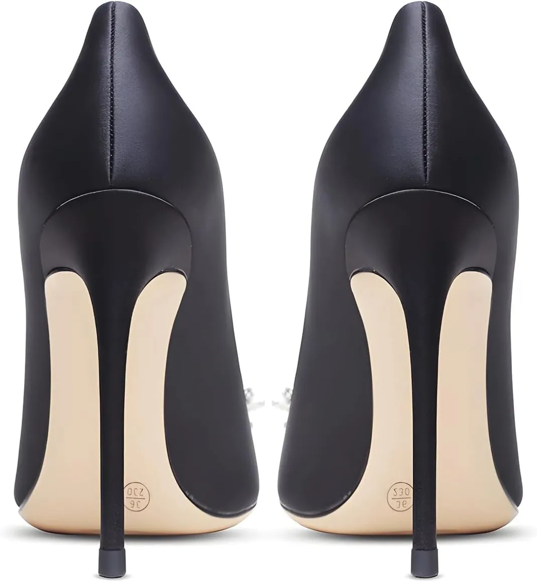 Women's Pointed Toe Shallow Mouth Sexy Square Buckle Rhinestones 10cm Stiletto Heels Slip-on Wedding Party Banquet Big Size Shoes