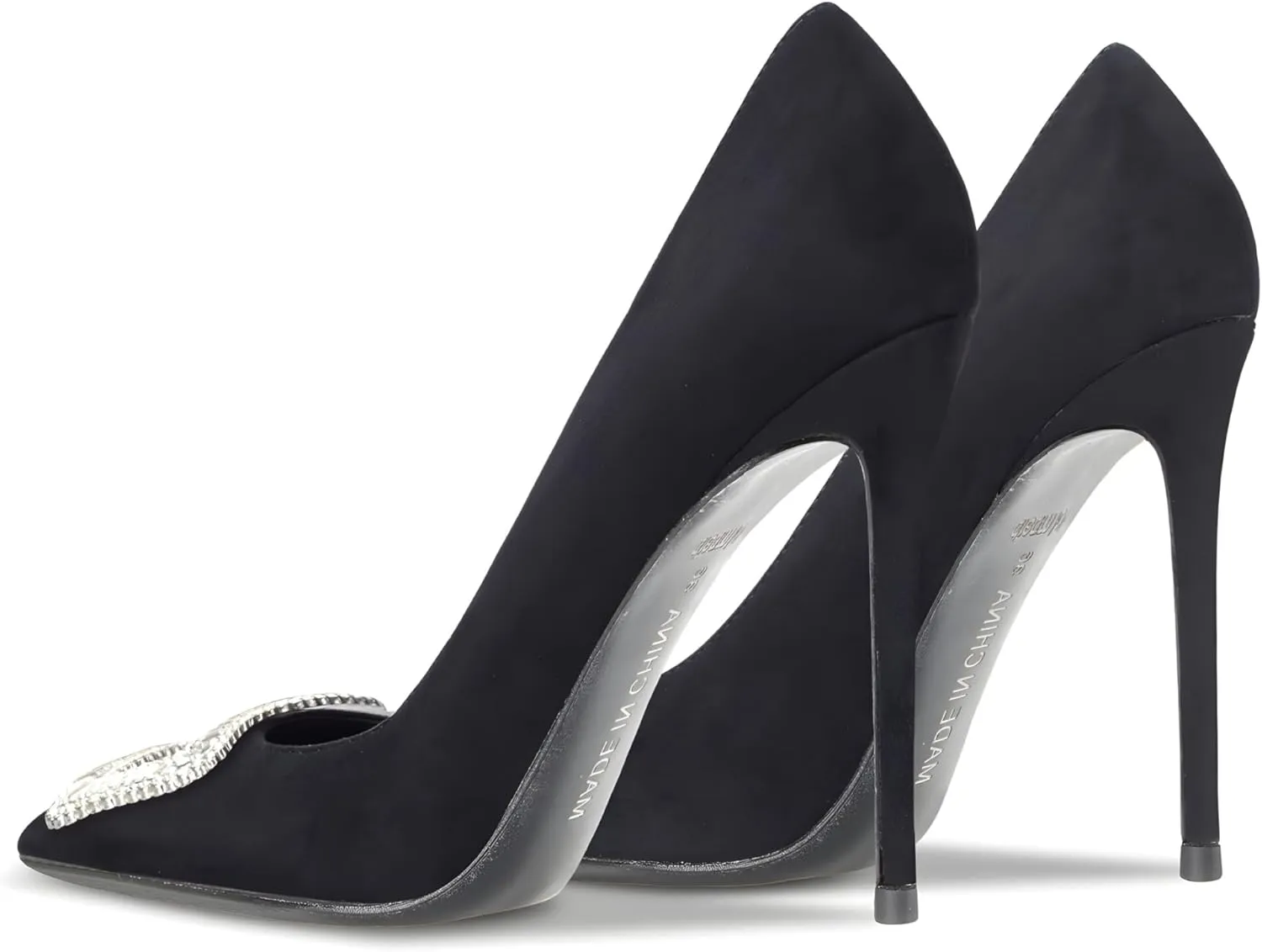 Women's Pointed Toe Shallow Mouth Sexy Square Buckle Rhinestones 10cm Stiletto Heels Slip-on Wedding Party Banquet Big Size Shoes