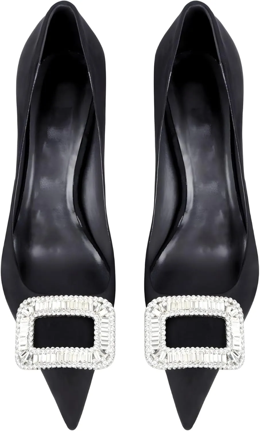 Women's Pointed Toe Shallow Mouth Sexy Square Buckle Rhinestones 10cm Stiletto Heels Slip-on Wedding Party Banquet Big Size Shoes