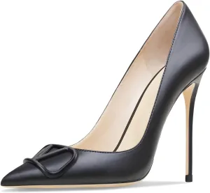 Women's Pointed Toe Shallow Mouth Sexy Square Buckle Rhinestones 10cm Stiletto Heels Slip-on Wedding Party Banquet Big Size Shoes