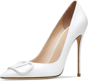 Women's Pointed Toe Shallow Mouth Sexy Square Buckle Rhinestones 10cm Stiletto Heels Slip-on Wedding Party Banquet Big Size Shoes