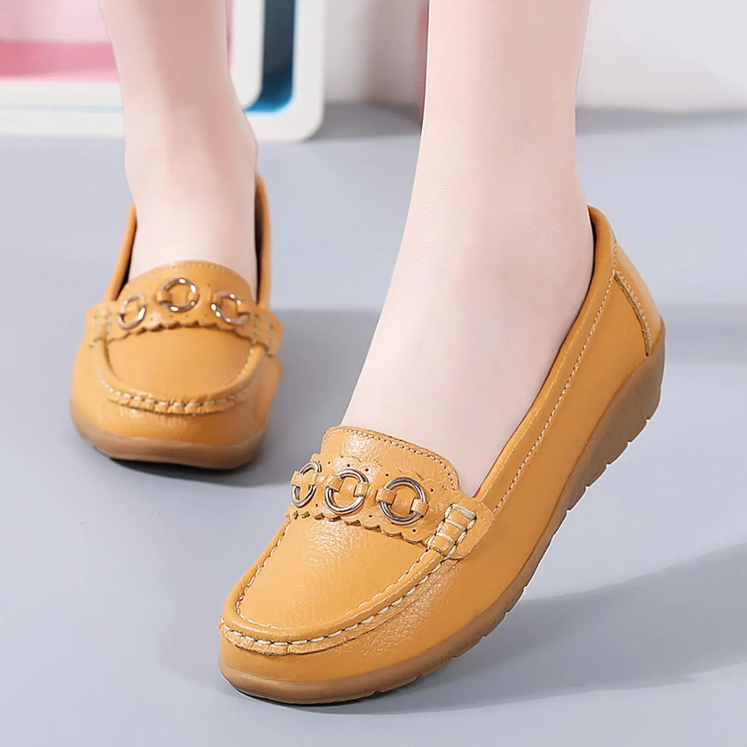 Womens Slip On Shoes Comfortable Dress Shoes Lightweight Penny Loafers Dressy Work Flats Business Shoes