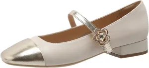 Women's Soft Leather Mary Jane Loafers - Spring/Summer Colorblock Flats, Vintage Slip-Ons, Retro Flats, Light Mouthed Casual Shoes