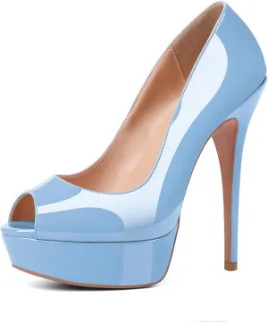 YODEKS Women's Peep Toe Pumps Platform High Heel Shoes Stiletto Party Dress Pump