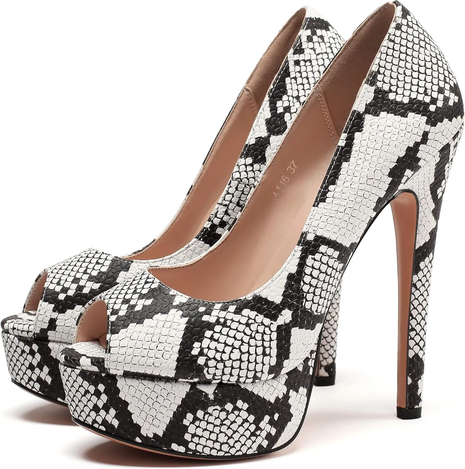 YODEKS Women's Peep Toe Pumps Platform High Heel Shoes Stiletto Party Dress Pump