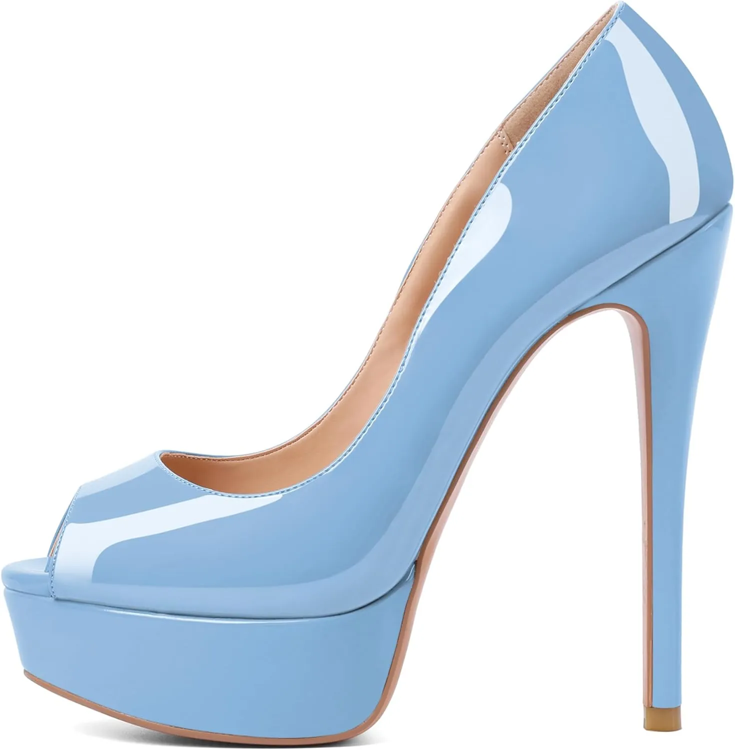 YODEKS Women's Peep Toe Pumps Platform High Heel Shoes Stiletto Party Dress Pump
