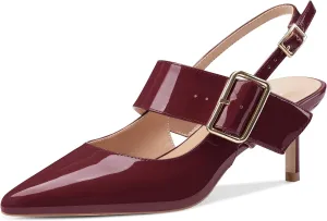 Z.Oufeier Women’s Slingback Low Stiletto Heels Close Pointed Toe Sandals Slip On Buckle Strap Mary Jane Dress Pumps Shoes