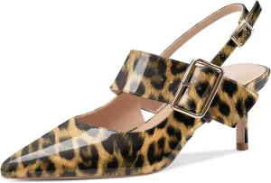 Z.Oufeier Women’s Slingback Low Stiletto Heels Close Pointed Toe Sandals Slip On Buckle Strap Mary Jane Dress Pumps Shoes