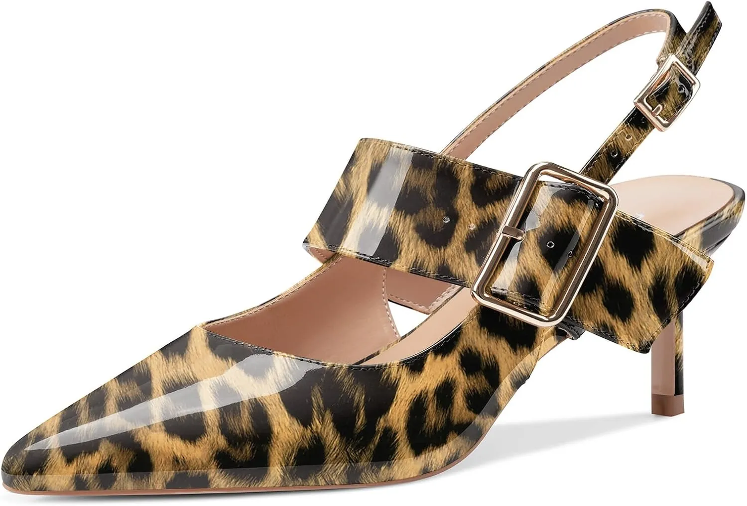 Z.Oufeier Women’s Slingback Low Stiletto Heels Close Pointed Toe Sandals Slip On Buckle Strap Mary Jane Dress Pumps Shoes